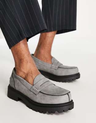 London Rebel X - Penny loafers met dikke zool met profiel in grijs