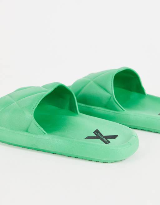 London Rebel X quilted sliders in green, 2 of 4