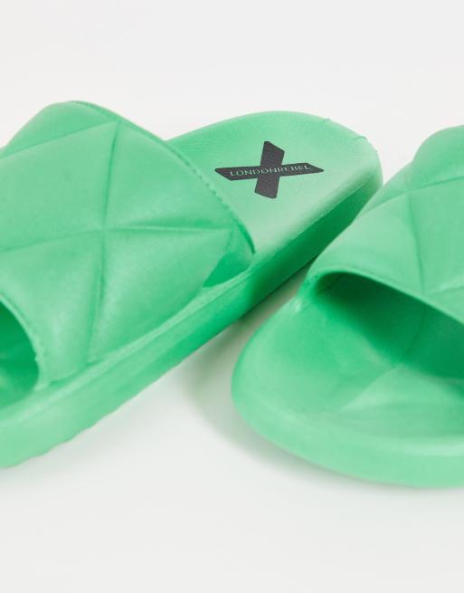 London Rebel X quilted sliders in green, 4 of 4