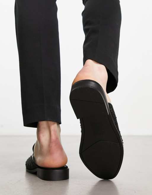 London Rebel X rhinestone mule loafers in black, 2 of 4