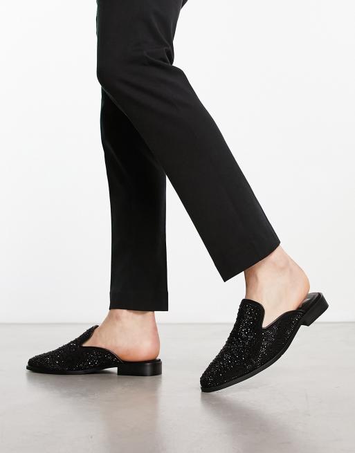 London Rebel X rhinestone mule loafers in black, 3 of 4