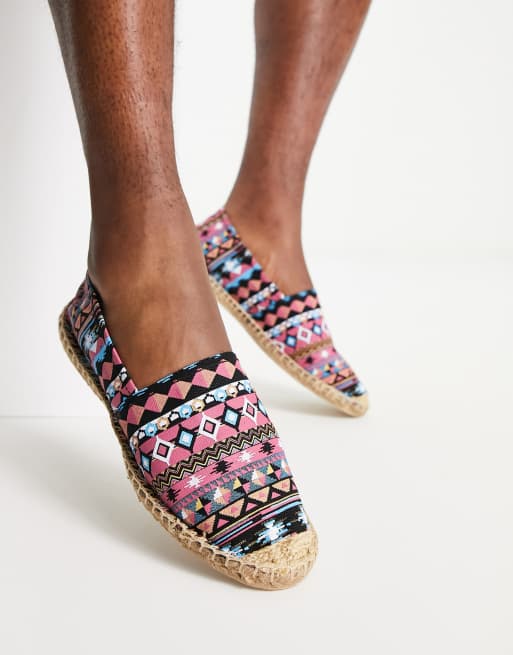 London Rebel X slip on espadrilles in pattern print