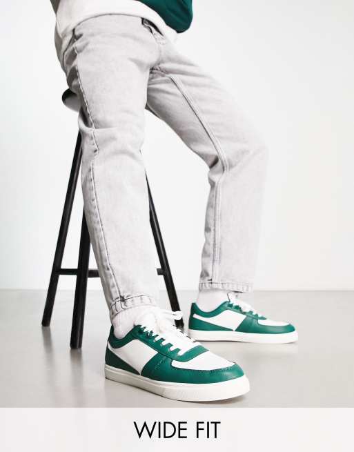 London Rebel X - Sneakers met brede pasvorm in wit/groen