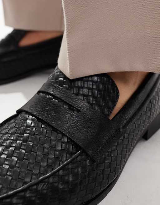 London Rebel - X - Sorte vævede loafers i imiteret læder, 2 af 4