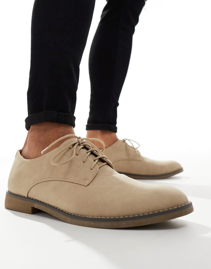 suede lace up shoes in cream-White