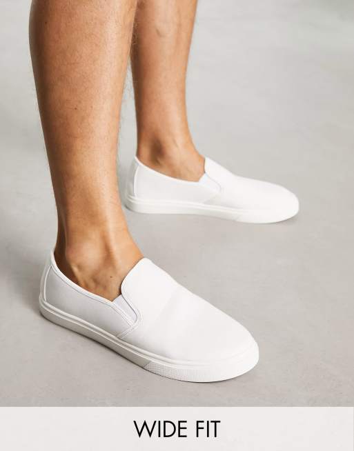 Wide fit store white canvas shoes