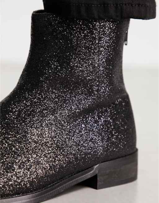 London Rebel X wide fit smart formal ankle boots in black fine