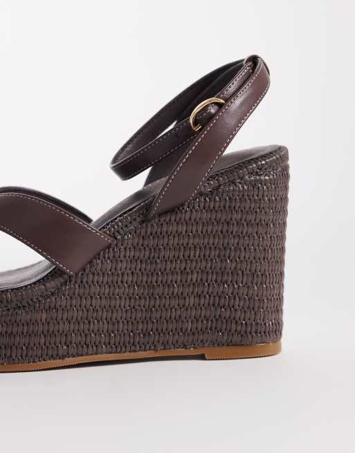 London Rebel - Yara - Sandales à talon compensé - Chocolat, 3 de 4