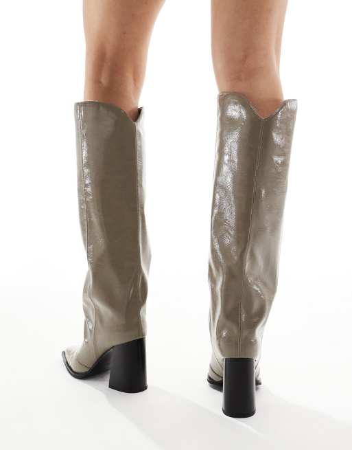 London Rebel Zoe Stivali al ginocchio morbidi grigio ardesia