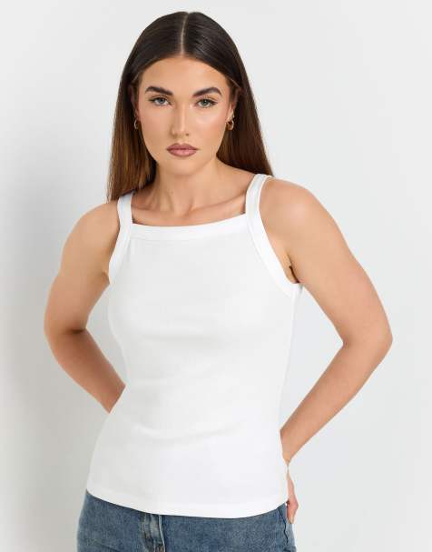 Long Tall Sally 2 pack cami vest tops in black - view 1