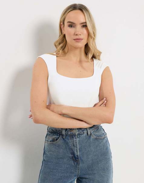 Long Tall Sally 2 pack square neck bodysuits in black