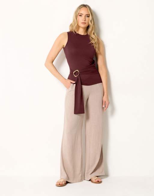 Long Tall Sally Belted buckle top in red, 2 of 4