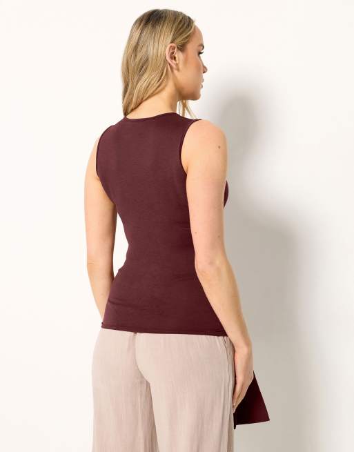 Long Tall Sally Belted buckle top in red, 3 of 4