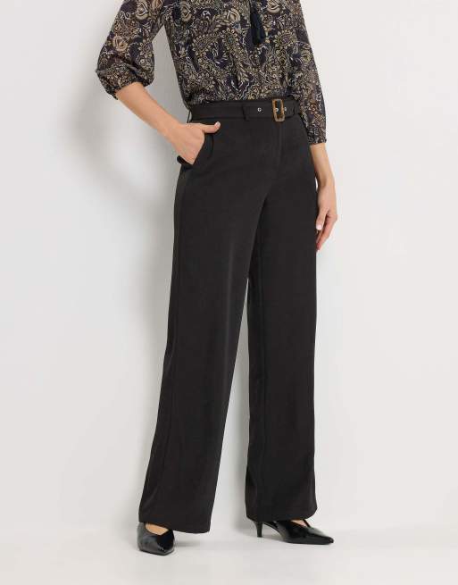 Long Tall Sally Belted wide leg trousers in black, 2 of 4