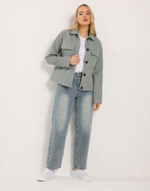 Long Tall Sally Brushed trucker jacket in grey, 2 of 4