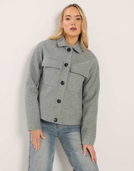 Long Tall Sally Brushed trucker jacket in grey, 4 of 4