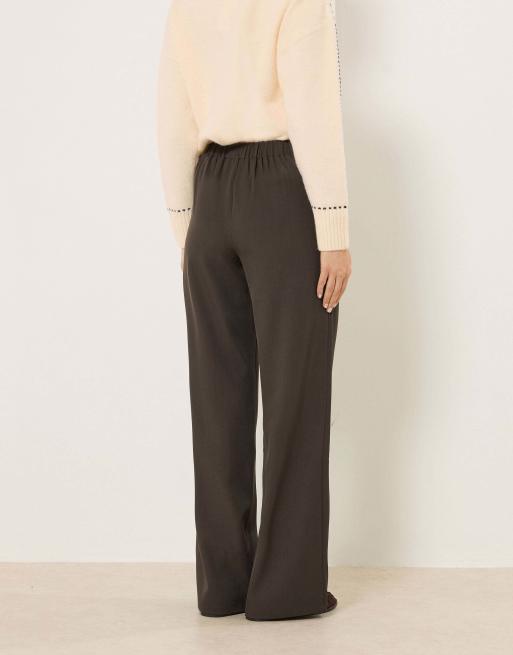 Long Tall Sally Buckle wide leg trousers in brown, 3 of 4