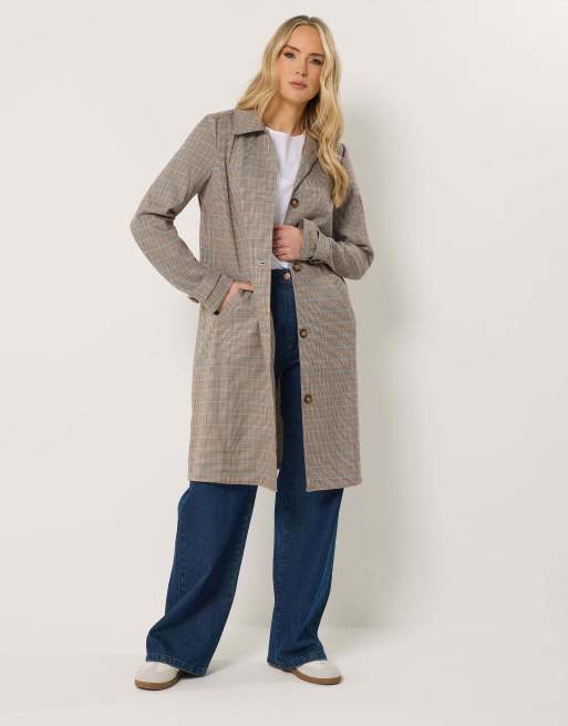 Long Tall Sally Check car coat in natural, 2 of 4