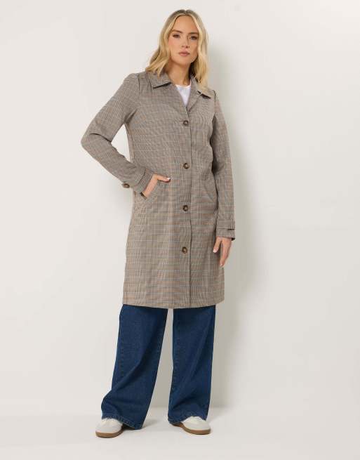 Long Tall Sally Check car coat in natural, 3 of 4