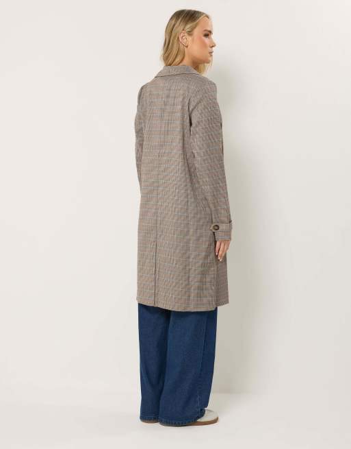 Long Tall Sally Check car coat in natural, 4 of 4