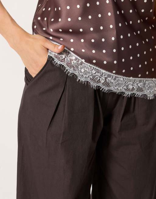 Long Tall Sally Cotton barrel leg trousers in brown, 4 of 4
