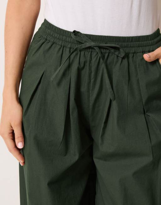 Long Tall Sally Cotton barrel leg trousers in green, 4 of 4