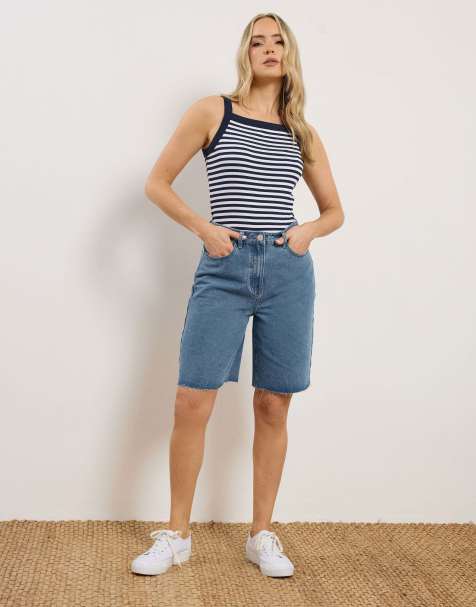 Long Tall Sally Denim bermuda shorts in blue - view 1