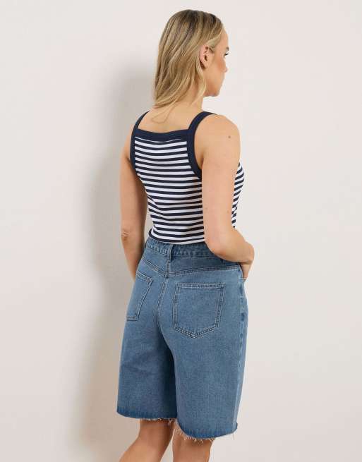 Long Tall Sally Denim bermuda shorts in blue, 2 of 4