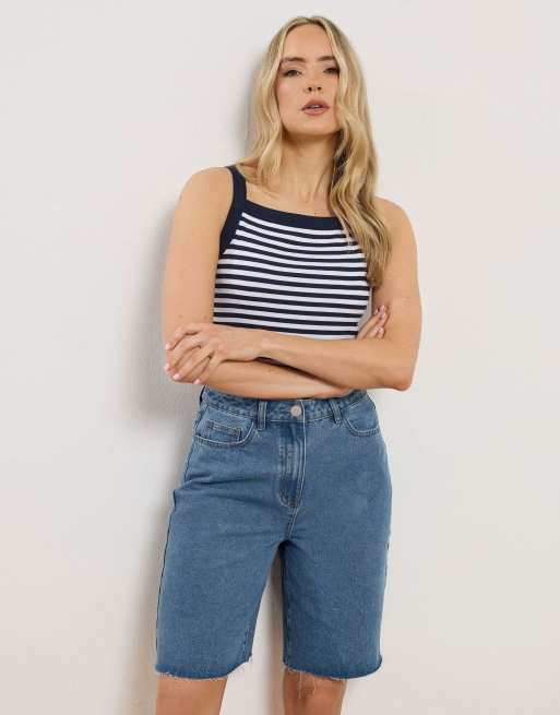 Long Tall Sally Denim bermuda shorts in blue, 3 of 4