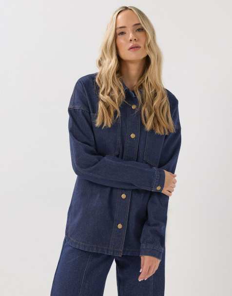 Long Tall Sally Denim shacket in blue