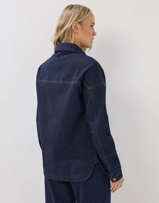 Long Tall Sally Denim shacket in blue, 3 of 5
