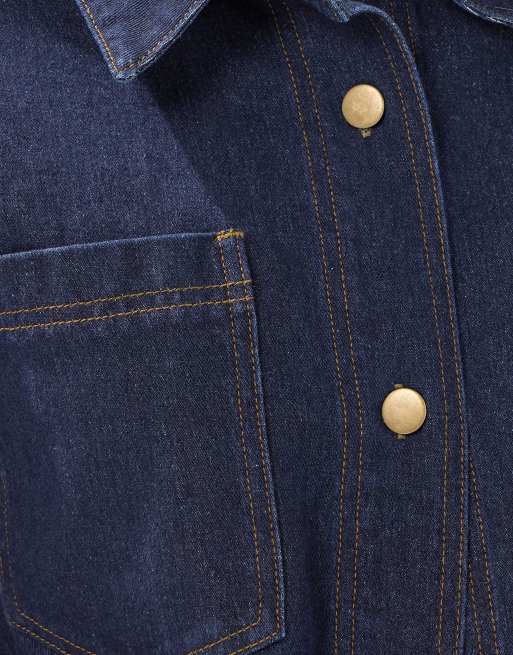 Long Tall Sally Denim shacket in blue, 4 of 5