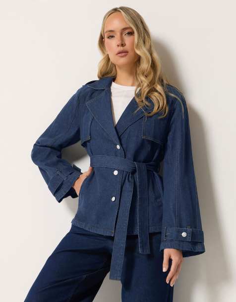 Long Tall Sally Denim trench coat in blue - view 1