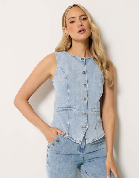 Long Tall Sally Denim waistcoat in blue - view 1