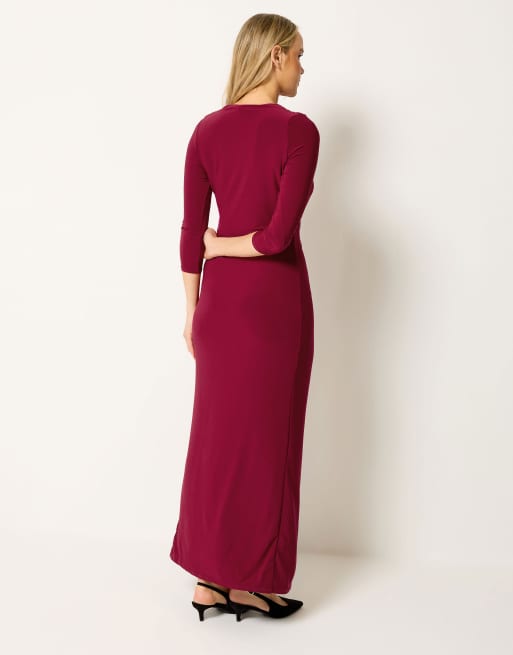 Long Tall Sally Drape wrap maxi dress in red, 3 of 4