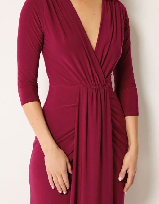 Long Tall Sally Drape wrap maxi dress in red, 4 of 4
