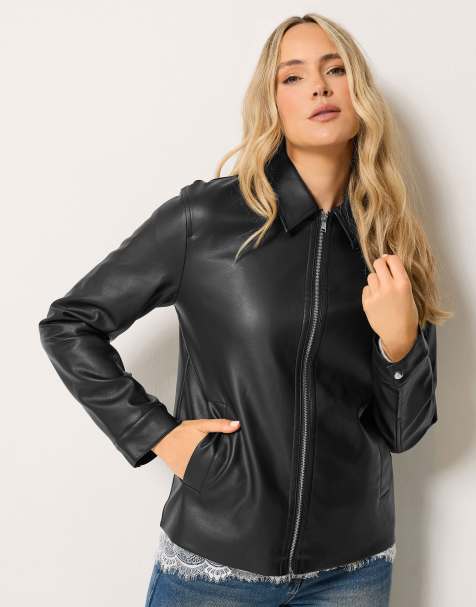 Long Tall Sally Faux leather zip jacket in black - view 1