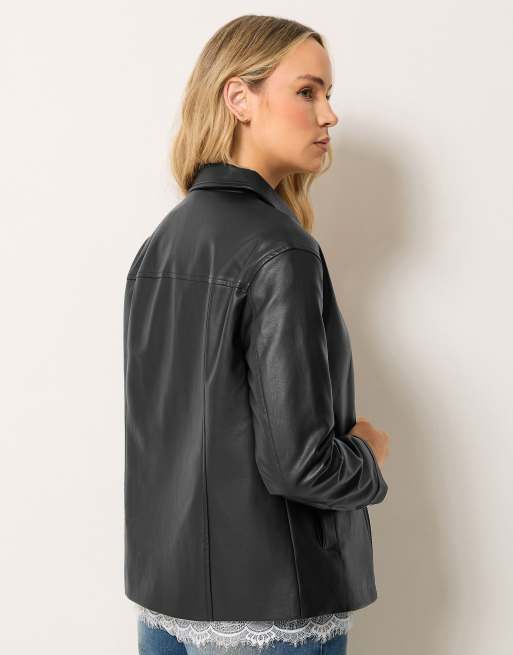 Long Tall Sally Faux leather zip jacket in black, 4 of 4