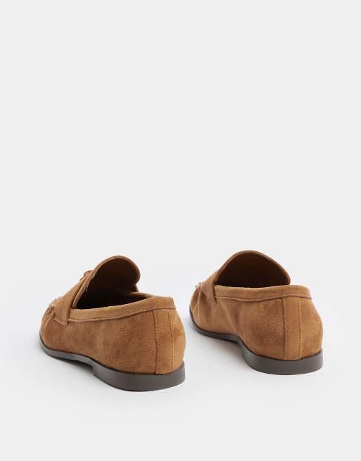 Long Tall Sally Faux suede tassel loafers in brown, 3 of 4