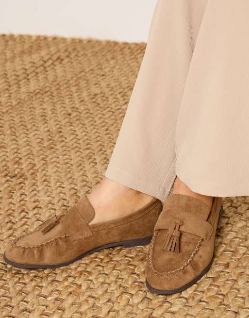 Long Tall Sally Faux suede tassel loafers in brown, 4 of 4