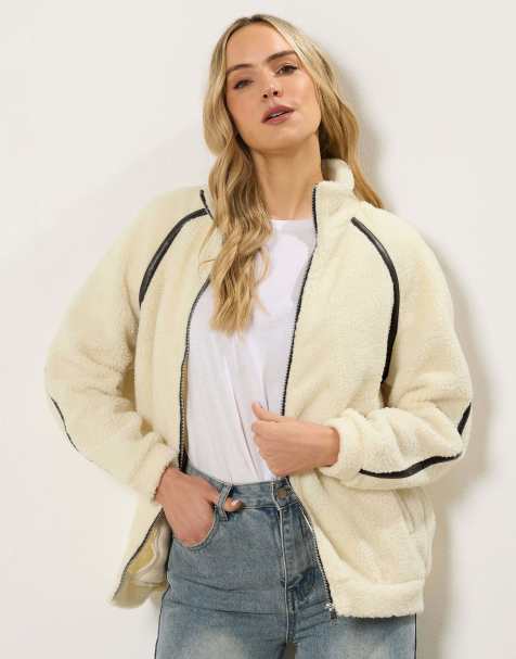 Long Tall Sally Fleece jacket in ivory - view 1
