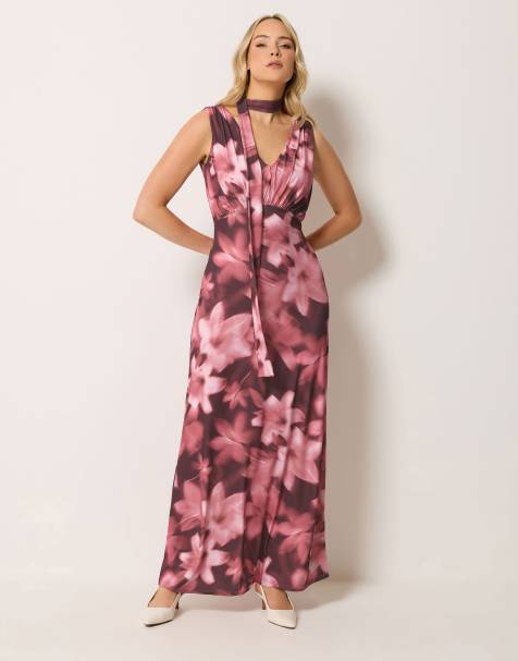 Long Tall Sally Floral scarf detail maxi dress in pink - view 1