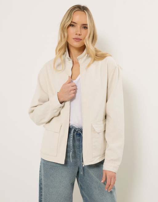 Long Tall Sally Funnel neck jacket in ivory, 2 of 4