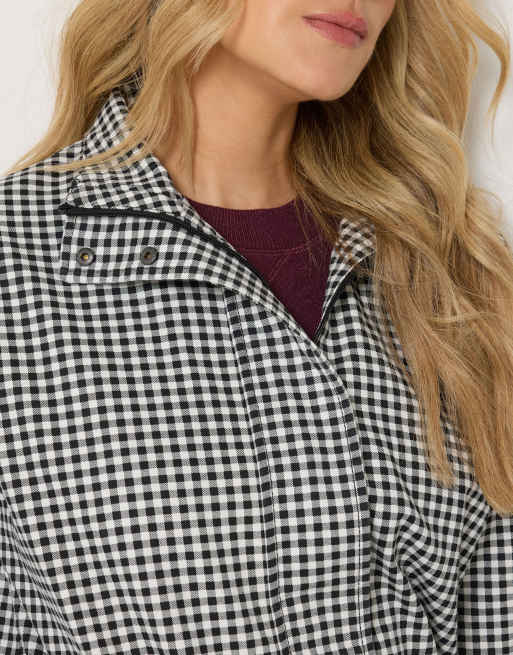 Long Tall Sally Gingham funnel neck jacket in black, 4 of 4