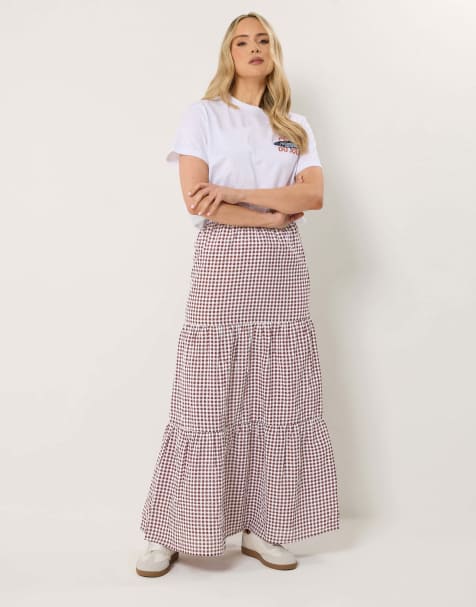 Long Tall Sally Gingham maxi skirt in red - view 1