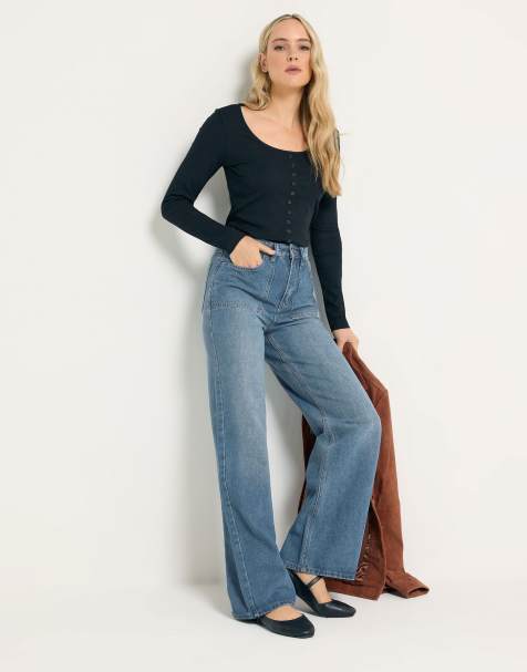 Long Tall Sally High waisted wide leg jeans in blue - view 1