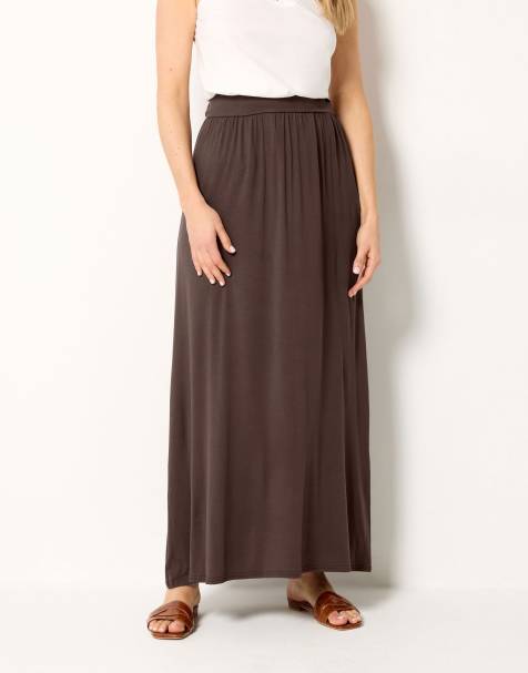 Long Tall Sally Jersey maxi skirt in brown - view 1