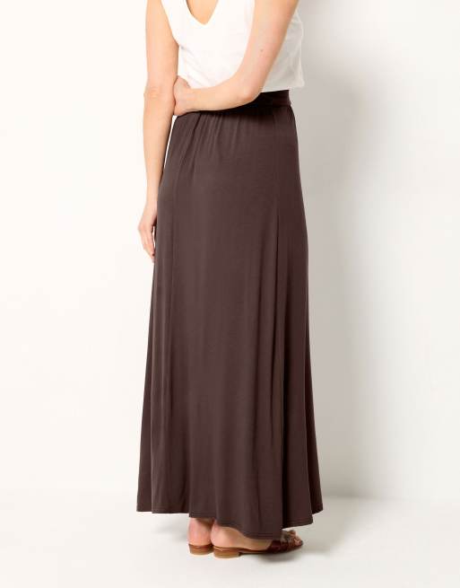 Long Tall Sally Jersey maxi skirt in brown, 2 of 4