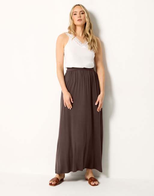Long Tall Sally Jersey maxi skirt in brown, 4 of 4