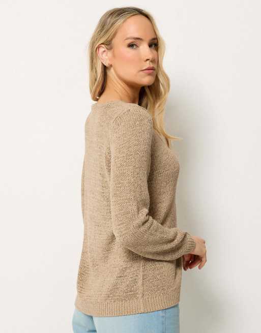 Long Tall Sally Knitted cardigan in natural, 3 of 4